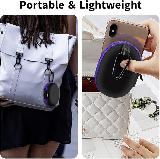 1 Pack Oval Earbud Case Storage Bag with Carabiner, Purple | Portable EVA Carrying Case, For Wired/Wireless Headphones, SD Card Storage, Camera Chip - Image 7