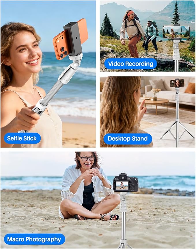 67" Phone Tripod, MIIASI Extendable Tripod for iPhone, Selfie Stick with Remote and Phone Holder, Compatible with iPhone/Android/Camera, Light Stand - Image 7