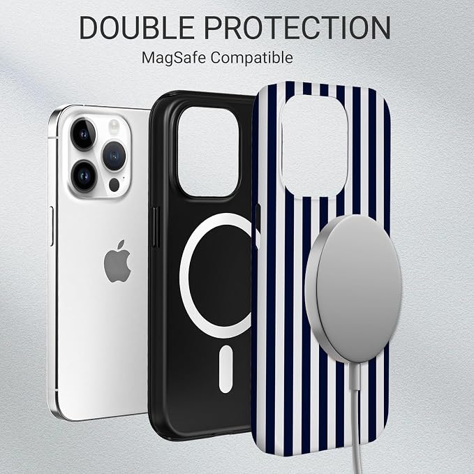 TPU Phone Case for iPhone 15 Pro Max, MagSafe Wireless Charging Compatible, Shockproof Slim Fit Protective Cover with Anti-Yellowing & Raised Camera Protection (Stripe 3, iPhone 15 Pro Max) - Image 6