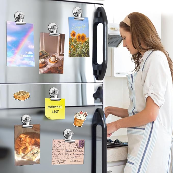 140 Pack Fridge Magnets Refrigerator Magnets; Strong Magnetic Clips Heavy Duty; Detailed List Display Paper Fasteners on Home Office Teaching (Silver) - Image 2