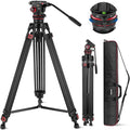 NEEWER 74" Video Tripod with Adjustable Damping Fluid Head, TP75 | Metal, Heavy Duty, Dual-Mode QR Plate, Compatible with DJI RS Gimbals, Flexible 360° Pan, +90°-75°Tilt, Max Load 22lb/10kg by Neewer