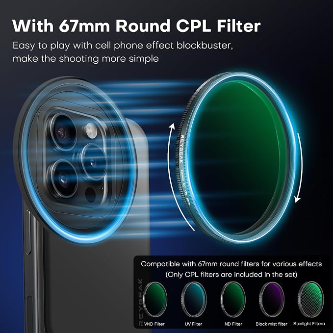 REYGEAK CPL Filter for Magsafe iPhone 16/15/14/13/12,67mm Ultra-Slim Camera Lens Filter,Magnetic Filter Frame with 6.1inch for iPhone 15/14/13/12 Pro - Image 3