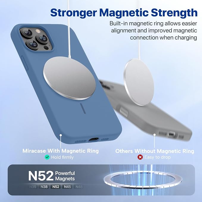 miracase Magnetic for iPhone 13 Pro Max Case, [Soft Anti-Scratch Microfiber Lining], Compatible with MagSafe, Liquid Silicone Shockproof Drop Protection Phone Case for 13 Pro Max, Glass Blue - Image 4