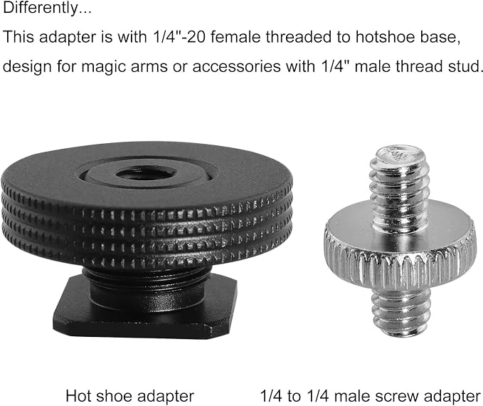 1/4" Female Thread to Hot Shoe Adapter LUORNG 2PCS Hot Shoe Mount Adapter with 1/4 to 1/4 inch Male Screw for Magic Arm, Video Light,Monitor - Image 5