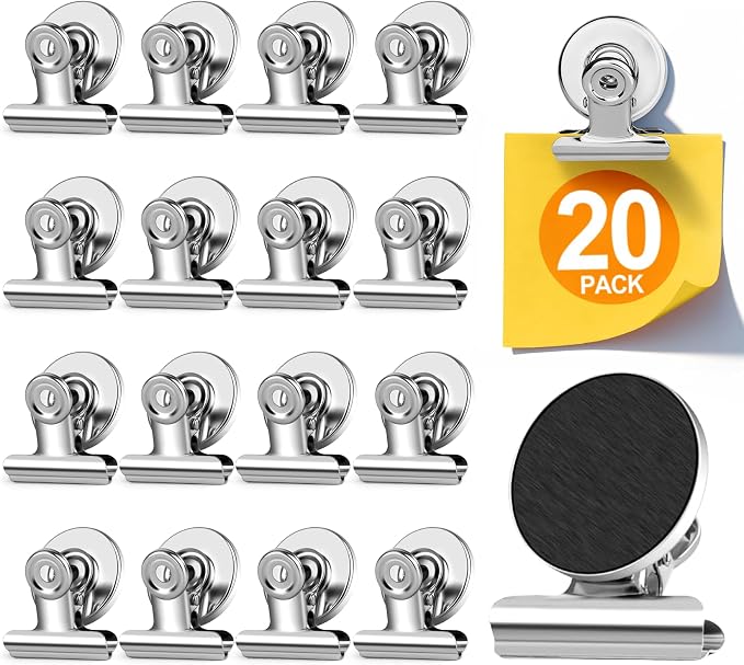 20 Pack Fridge Magnet Refrigerator Magnets, Strong Magnetic Clips, Heavy Duty Clip Magnets for Photo Displays, Whiteboard Magnets for Home, Office, Classroom, Job Ticket Holders by WUDIME