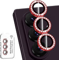 for Samsung Galaxy Z Fold 8 Ultra Camera Lens Protector, Individual Metal Ring Tempered Glass Lens Cover, [Strong Adsorption] Scratch Resistant Ultra-Thin HD Clear Lens Cover, 1 Set-Red Diamond by Btscase