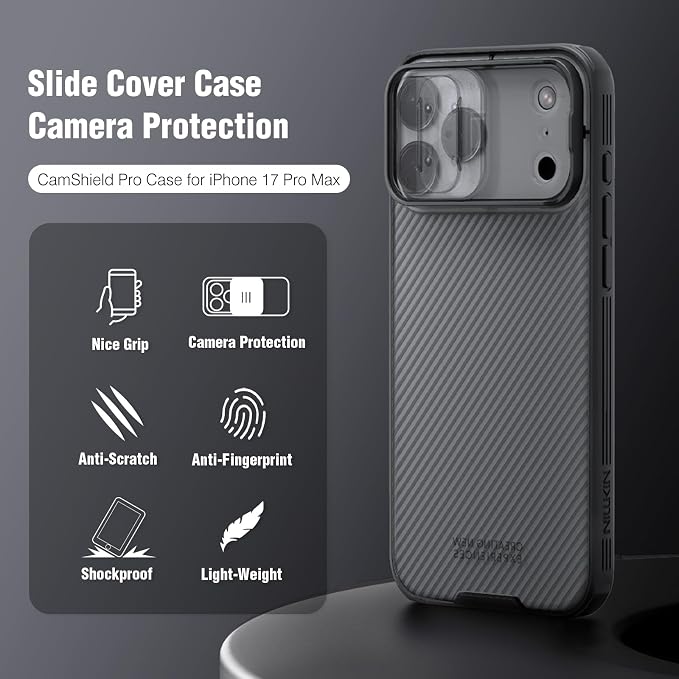 Nillkin Camshield Case for iPhone 17 Pro Max Case, [Built-in Dual Camera Cover][Slim Profile] [Military Grade Drop Protection] Shockproof Bumper Phone Case 6.9 inch 2025 Clear Black - Image 7