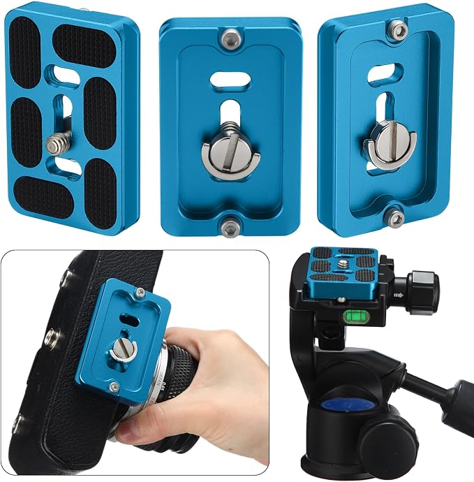 Frienda Quick Release Plate Tripod 1/4-20 DSLR,Pu60,Blue | Tripod Mount Plate, Camera Tripod Mount for DSLR Camera Tripod Ball Head , Metal, 1.9 x 1.5 x 0.4 Inch - Image 4