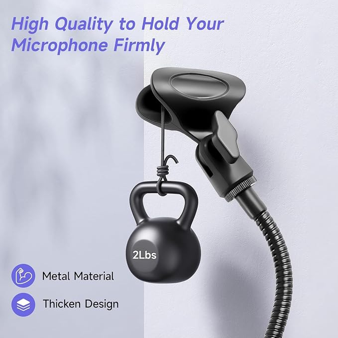 Podium Microphone Holder & Mic Holder -13.78" Flexible Gooseneck Desktop Mic Stands Holder for Lectern Podium Podcast Meetings Lectures Pulpit Streaming Gaming Studio - Image 3