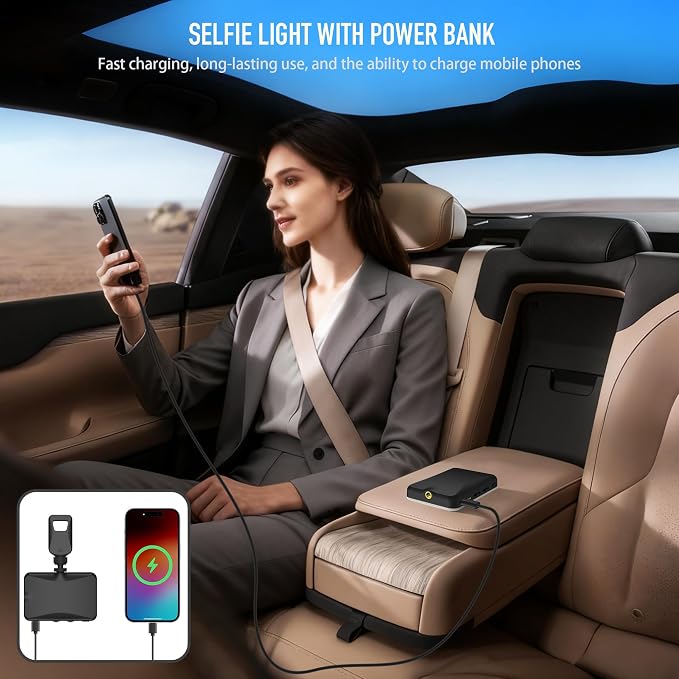 91 LED Portable Charger Selfie Light Video Conference Lighting | with Clip & Camera Tripod Adapter, Rechargeable 2000mAh, CRI 96+, 4 Light Modes, for Phone iPhone Webcam Laptop Makeup - Image 6
