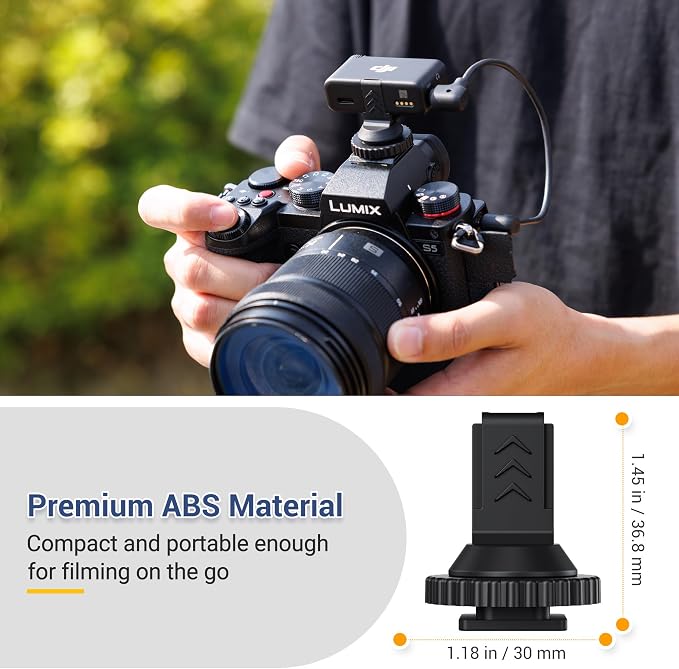 JJC Cold Shoe Mount Adapter for DJI Mic 2, Fits Canon Nikon Sony Cameras | with 1/4" Tripod Screw Hole, Portable & Lightweight, Ideal for Vlogging & Video Recording, Accessories for DJI Mic 2 - Image 3