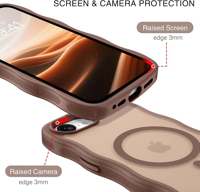 BENTOBEN Magnetic for iPhone 17e Case,Cute Wavy Frame [Compatible with MagSafe] Translucent Matte Anti-Slip Bumper Women Girls Boys Men Shockproof Drop Protective Cover for iPhone 17e,Desert Titanium - Image 4