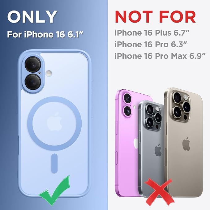 CAPRARO for iPhone 16 Case, Compatible with MagSafe | Upgraded [Full Camera Protection] Protective Translucent Matte Women Girl Magnetic Phone Case Cover, Snow Purple - Image 2