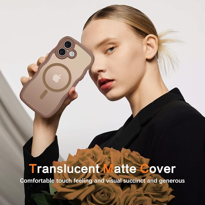 BENTOBEN Magnetic for iPhone 17 Case, Cute Wavy Full Camera Protection [Compatible with MagSafe] Translucent Matte Anti-Slip Bumper Women Girls Boys Protective Cover for 17 6.3", Desert Titanium - Image 8