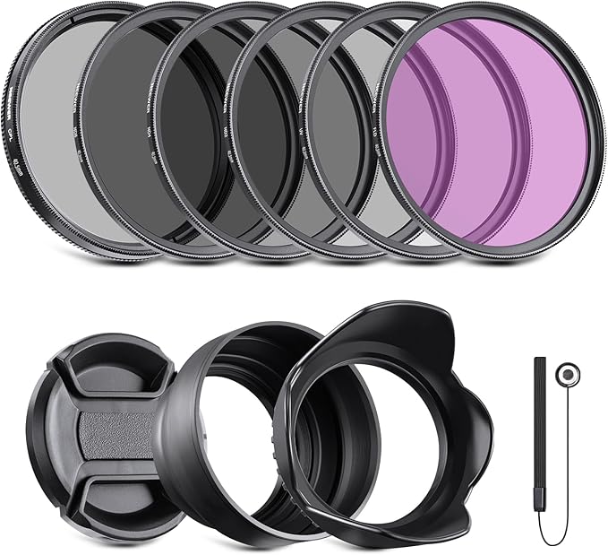 NEEWER 40.5mm ND Filter Pack and Lens Accessories, ND2 ND4 ND8 UV FLD CPL Filter Kit with Lens Cap by Neewer