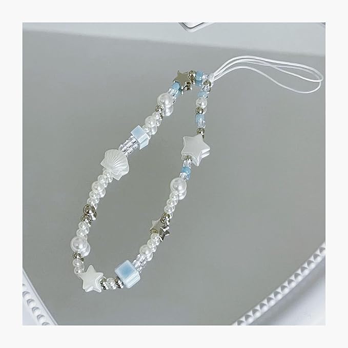 Cute Beaded Camera Wrist Strap for Phone, Digital Camera Charm Lanyard, Pearl Beaded Chain for Bag Keychain Gift - Image 8