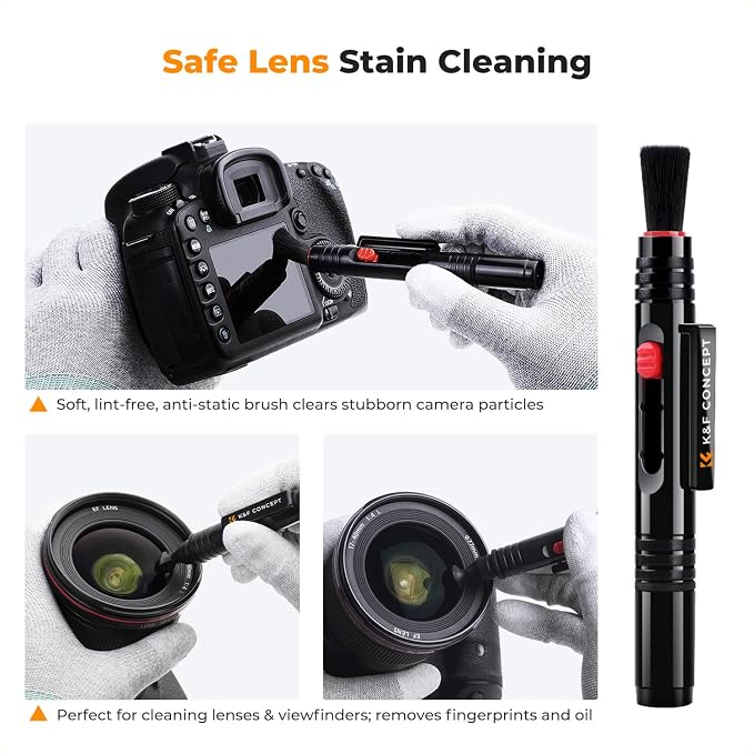 K&F CONCEPT 10-in-1 Photo Camera Cleaning Kit for Lensc,Camera, Cell Phones | Strong Blower with Short & Long Nozzle,Safe Cleaning Solution, Multifunctional Pen,Microfiber Cloth,for Canon Nikon Sony,MK04 - Image 6