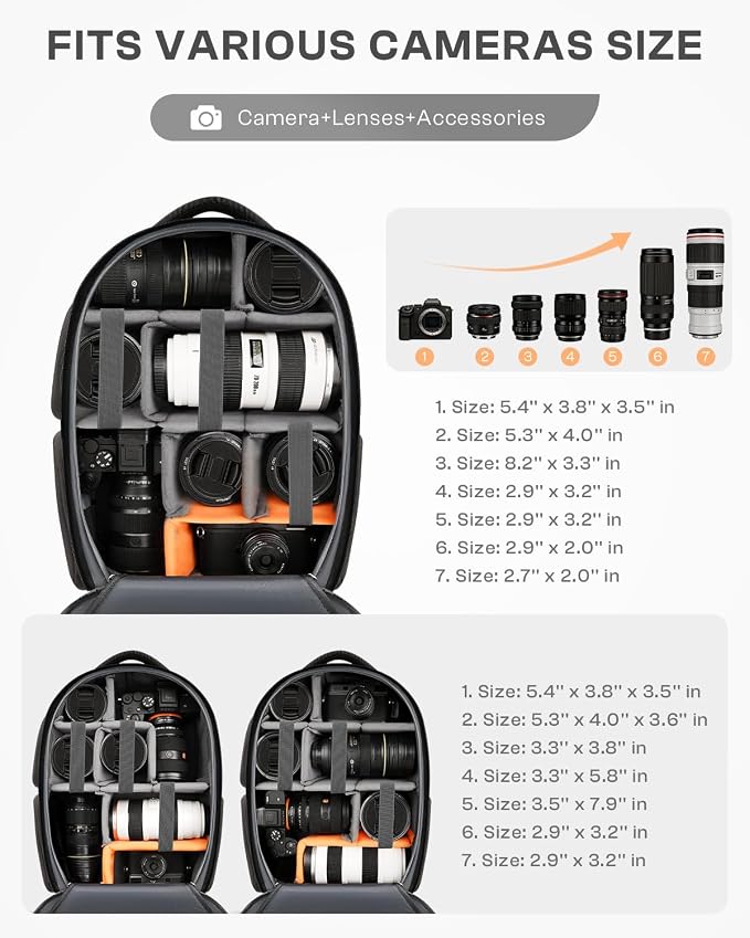 Camera Backpack, DSLR SLR Camera Bag for Photographers Compatible with Sony/Canon/Nikon/DJI Mavic Drone, Waterproof Rain Cover Photography Backpack, Tripod Holder Camera Case Fits 16 Inch Laptop - Image 2
