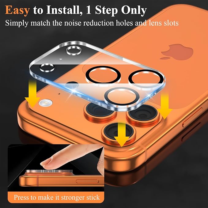 4 Pack Camera Lens Screen Protector Compatible with iPhone 17 Pro | 9H Tempered Glass Camera Lens Cover Decoration, Case Friendly, High Definition, Scratch-Resistant, Clear+Black Circle - Image 5