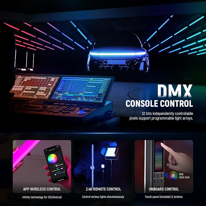 NEEWER TL120C RGB Tube Light, 42W Full Color RGBWW Photography LED Video Light Wand Stick with APP/2.4G/DMX Control, 7 Pixel Effects/18 Scenes, 2500K-10000K CRI97+ TLCI98+, 6000mAh Battery | Video Light Wand Stick, APP/2.4G/DMX Control, 7 Pixel Effects... - Image 5