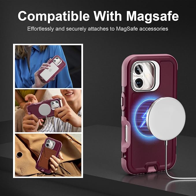 Follaroma Magnetic for iPhone 17 Case with Camera Cover Stand, Purple Pink | Built-in Glass Camera Cover Stand,Compatible with MagSafe,Heavy Duty Shockproof Protective,Military-Grade Anti-DropDual Case - Image 4