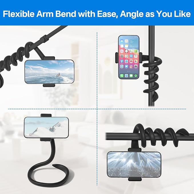 Universal Mic Stand Phone Holder for Microphone Stand Fits Most 3.5" - 7.5" Smartphones - Flexible Cell Phone Holder for Mic Stand, Drum Stand Phone Mount, Music Stand Phone Holders for Any Poles - Image 4