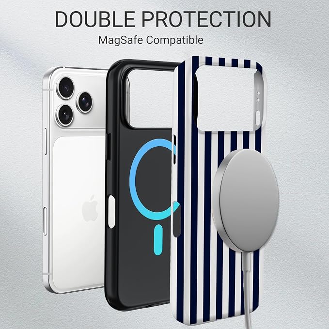 TPU Phone Case for iPhone 17 Pro Max, MagSafe Wireless Charging Compatible, Shockproof Slim Fit Protective Cover with Anti-Yellowing & Raised Camera Protection (Stripes 3, iPhone 17 Pro Max(6.9")) - Image 6