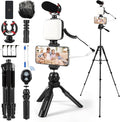 Vlogging Kit for iPhone - YouTube Starter Kit for Content Creators | with 60'' Extendable Fullsize Tripod, Soft Light and Shotgun Microphone for Vlogging, YouTube, Video Recording by Heliora