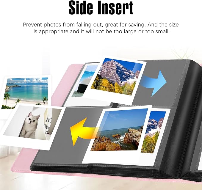 Veicevol 192-Pocket Album for Polaroid i-Type, 600 & SX-70 Photos, Pink | Designed for Fujifilm Instax Wide Photos, Water-Resistant PU Leather Cover, Family Memories, Securely Holds Up to 192 Photos - Image 6