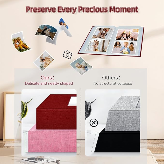 popotop Photo Album 4x6-200 Photos Photo Books with 200 Horizontal Pockets,Linen Cover Albums for Family Wedding Anniversary Baby Vacation Pictures - Image 5