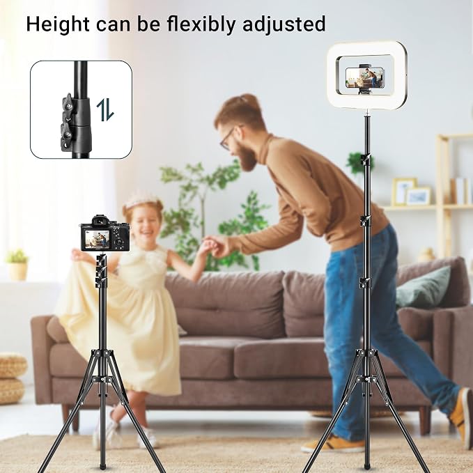 3600mAh Rechargeable Ring Light with Tripod for iPhone, Video Recording | Dimmable Ring Light with Tripod, Perfect for Selfie, Makeup, Live Streaming, TikTok, and Content Creation - Image 5