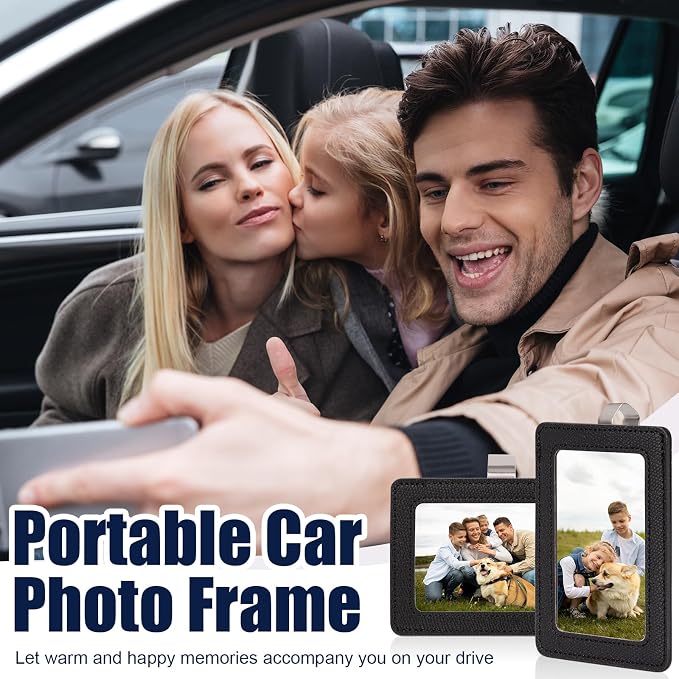 2 Pack Car Picture Frame Visor Clip Leather Sun Visor Photo Clip Holder Personalized Car Picture Holder Display Visor Photo Frame Vertical Horizontal fit 2.36"x3.54" Photo Mini Instant Film - Image 5