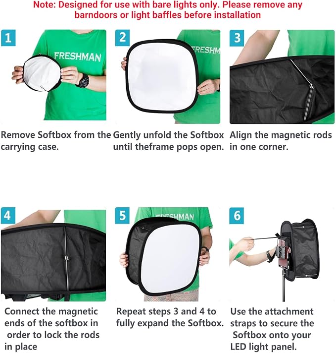 NEEWER 2 Pack LED Light Panel Softbox for 660 480 Video Light | Outer 16.3"x6.5", Inner 9.8"x8.7", Foldable Diffuser, for Photo Studio Shooting - Image 3