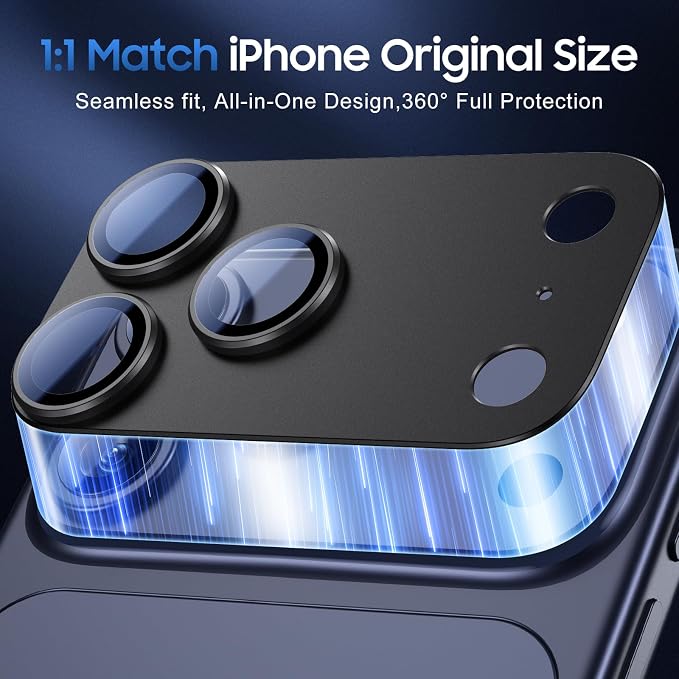 UniqueMe for 3 Pack iPhone 17 Pro Max Camera Lens Protector - All Black | Drop Protection, Case Friendly, Acrylic Material, Camera Cover Screen, Update New Version - Image 5