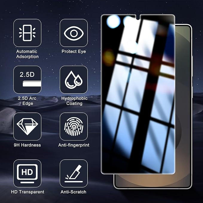 2+2 Pack for S25 Ultra Privacy Screen Protector | Ultrasonic Fingerprint Unlocking, Easy installation, Anti Spy, 9H Hardness Glass, Camera Lens Protector - Image 9