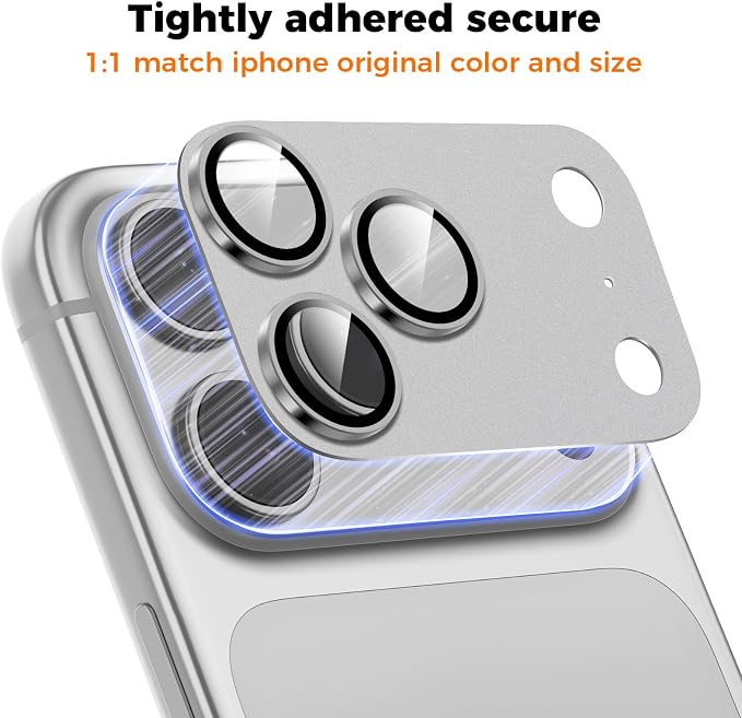 Screen Protector for iPhone 17 Pro Max 6.9-Inch +2 Pack Silver Metal Camera Lens cover Protector - Image 4