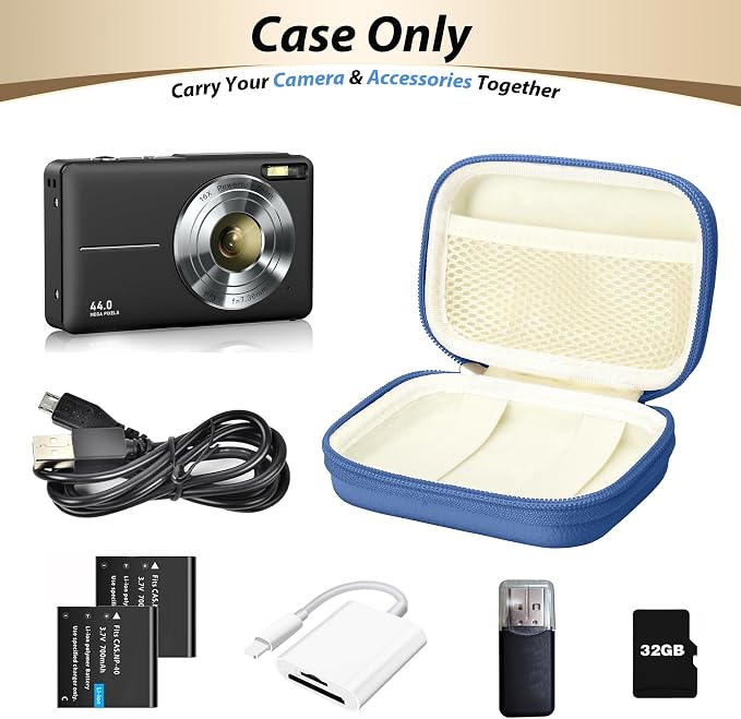 Digital Camera Case for KODAK PIXPRO FZ55/FZ45, Case Only, Royal Blue | Fits CAMKORY DC403 and Canon PowerShot ELPH 360 HS Compact Digital Cameras, Small Hard Shell Camera Pouch with Mesh Pocket - Image 4