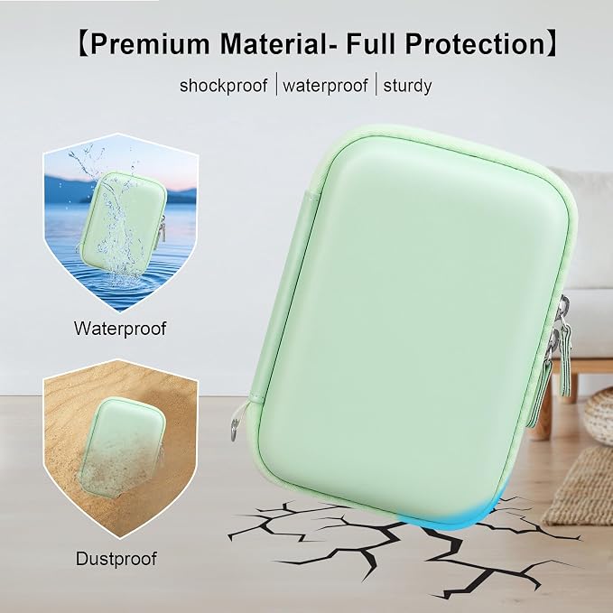 Elonbo Carrying Case for KODAK Mini 2 Retro 2x3 Portable Photo Printer | Bluetooth Smartphone Instant Color Printer Hard Travel Protective Bag, Mesh Pocket fits Cartridge Photo Paper Sheets, Green - Image 5