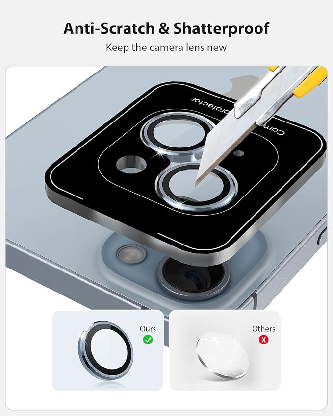Camera Lens Protector Compatible for iPhone 13 & iPhone 13 Mini Camera Cover Premium 9H Tempered Glass [Anti-Scratch] Ultra HD - Image 8