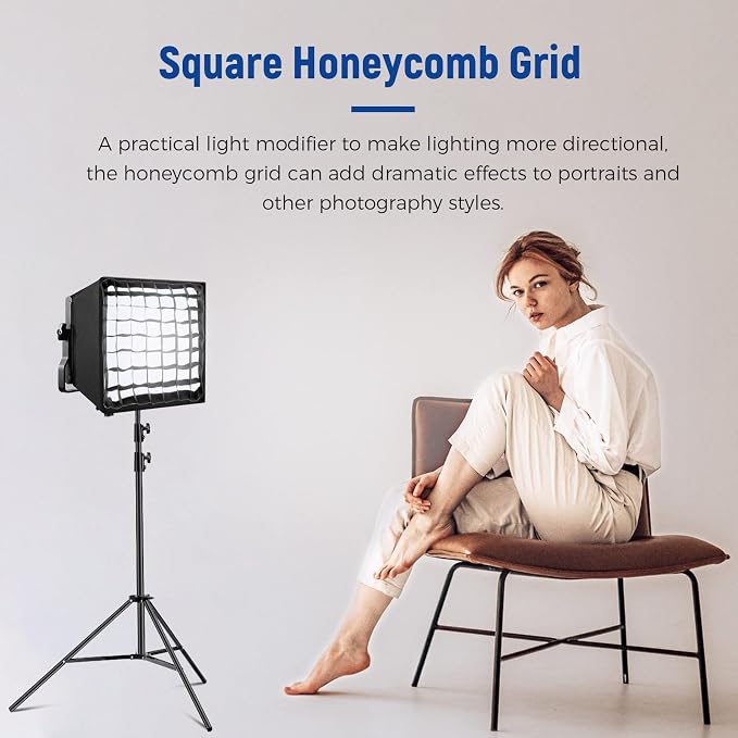 NEEWER 12.2"x11.4" Foldable Softbox Diffuser with Grid and Bag for NL660/SNL660/RGB660/RGB660 Pro/RGB660 PRO II LED Video Light Panel, Studio Photo Portrait Photography YouTube Video Soft Lighting | 12.2"x11.4", Foldable, LED Video Light Panel Diffuser... - Image 5