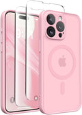 CAPRARO for iPhone 15 Pro Max Case, Compatible with MagSafe | Upgraded [Full Camera Protection] Shockproof Protective Slim Translucent Matte Magnetic Phone Case 6.7'', Peach Pink by CAPRARO