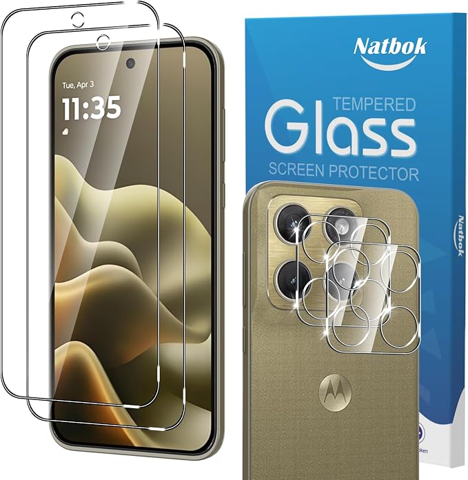 2+2 Pack for Motorola Edge 2026 Screen Protector with Camera Lens Protector,Full Coverage 9H Tempered Glass Film,HD Clear Scratch Resistant,Bubble-Free for Moto Edge 2026 Screen Protector by Natbok