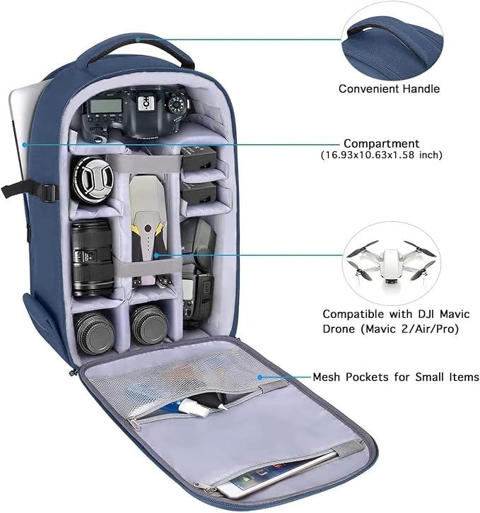 MOSISO Camera Backpack, DSLR/SLR/Mirrorless Photography Camera Bag | 15-16 inch Waterproof Hardshell Case with Tripod Holder&Laptop Compartment Compatible with Canon/Nikon/Sony, Steel Blue - Image 2