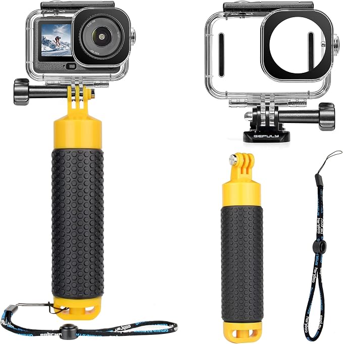 GEPULY Waterproof Case for DJI Osmo Action 6 with Floating Hand Grip | Handle Mount with 1/4 Screw Hole Hollow Storage 12 Anti-fog Films Thickened PC Protective Underwater Housing Accessories 60M by GEPULY