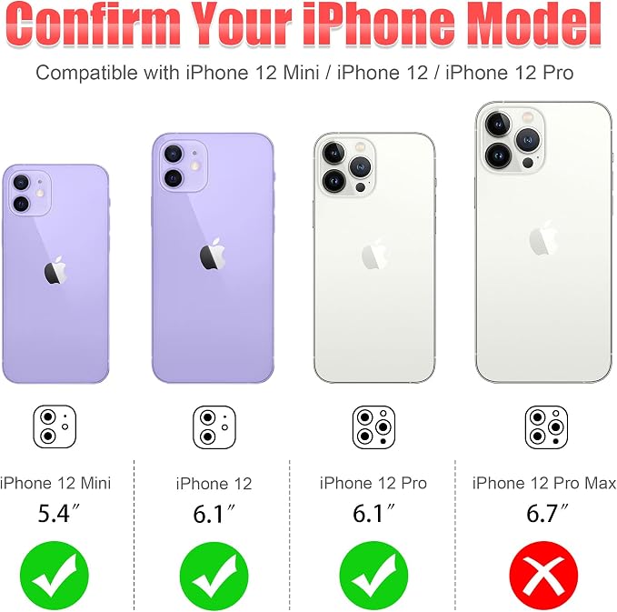 AGVEE 3+3 6 Pack for iPhone 12 & Mini & Pro Camera Lens Protector Cover | Individual Bling Diamond & Bling Glitter Sparkle Cute Gem Metal Ring, 9H Tempered HD Glass - Image 2