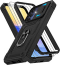 for Samsung Galaxy A15 5G Case with 2PCS Screen Protector, Build in 360° Rotating Ring Kickstand, Military Grade Protective Case for Samsung A15 Phone, Black by Gritup