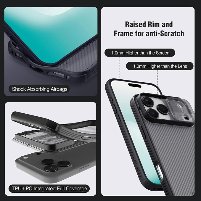 Nillkin Camshield Case for iPhone 17 Pro Max Case, [Built-in Dual Camera Cover][Slim Profile] [Military Grade Drop Protection] Shockproof Bumper Phone Case 6.9 inch 2025 Clear Black - Image 3