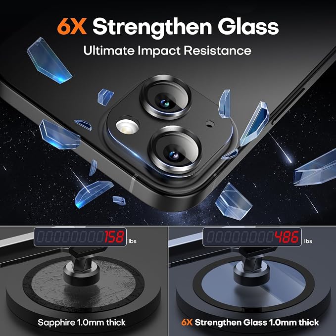 Camera Lens Protector for iPhone 15/15 Plus/iPhone 14/14 Plus-Black | Aluminum Alloy, Tempered Glass Camera Cover, Nano Reinforced Adhesive, Accessories, Anti-Drop, Anti-Scratch, Case Friendly - Image 6