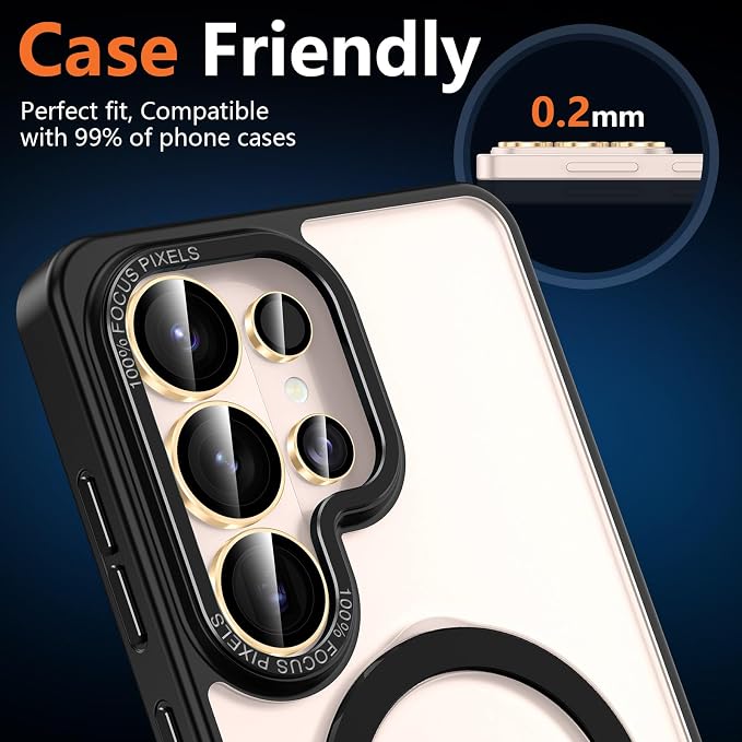 for Samsung Galaxy S26 Ultra Camera Lens Protector, Individual Metal Ring Tempered Glass Lens Cover, [Strong Adsorption] Scratch Resistant Ultra-Thin HD Clear Lens Cover, 1 Set-Gold Ring - Image 6