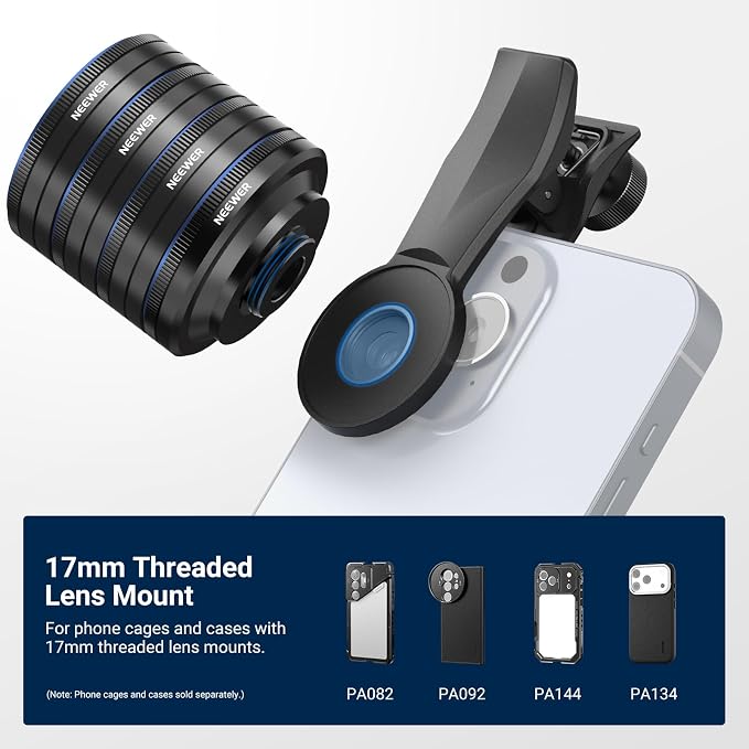 NEEWER Phone Macro Lens Kit, 4 Pcs Stackable Magnetic Closeup Lens Attachment Set with 17mm Threaded Clamp, Clip On Photography Accessories Compatible with iPhone Android Samsung, LS-87 - Image 7